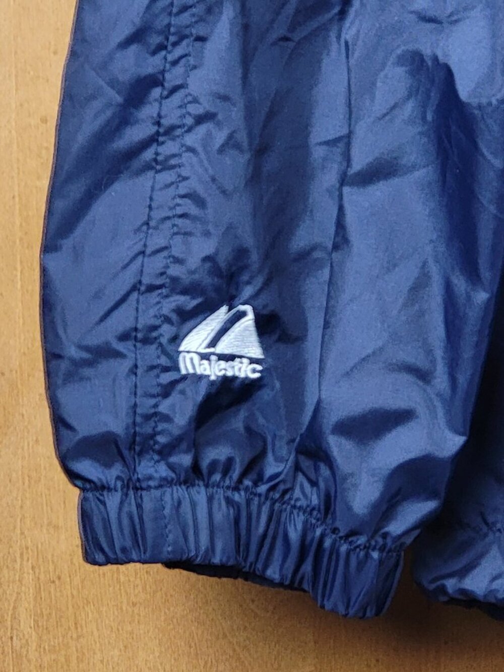 Vintage 90s MLB Navy New York Yankees Majestic Pullover Nylon Rain Jacket - M - Picture 4 of 13